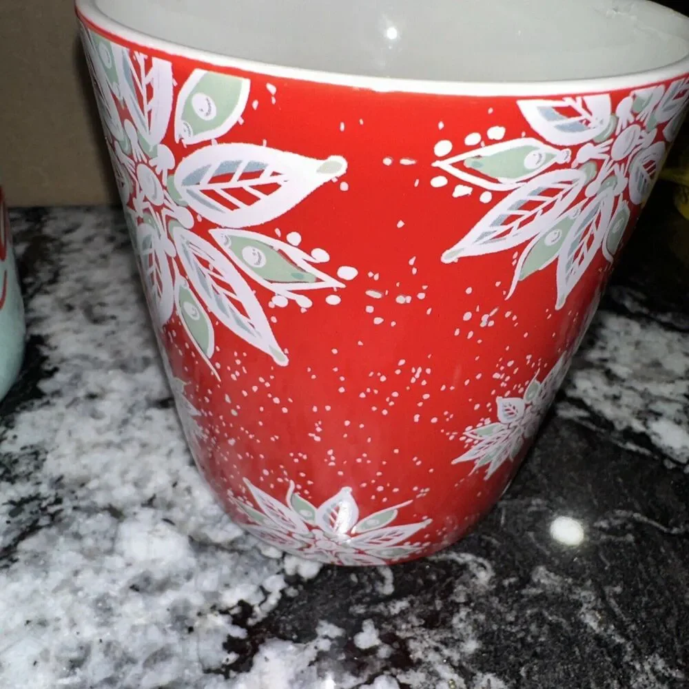 Starbucks Red Holiday Mug 18oz 2020 Holly Poinsettia & 2019 Coffee Is Magic Mug
